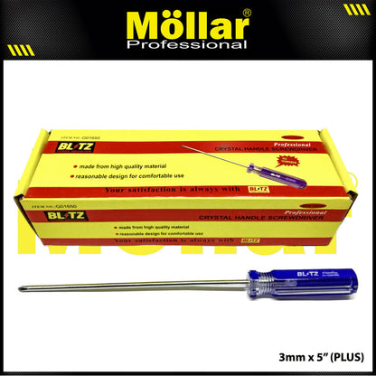 BLITZ Obeng Radio 5 Inch X 3 Mm Plus (+) Panjang 12.5 Cm 1 Pak 24 pcs