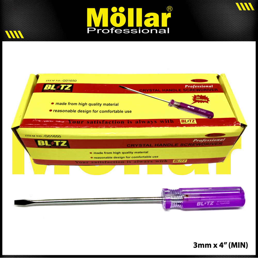 BLITZ Obeng Radio 4 Inch X 3 Mm Minus (-) Panjang 10 Cm - 1 Pak 24 pcs