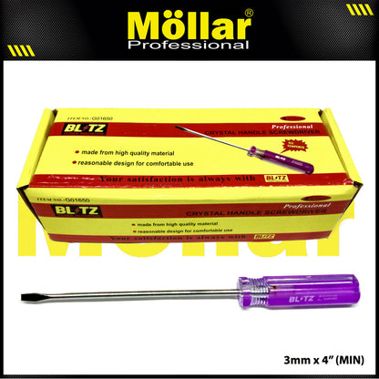 BLITZ Obeng Radio 4 Inch X 3 Mm Minus (-) Panjang 10 Cm - 1 Pak 24 pcs