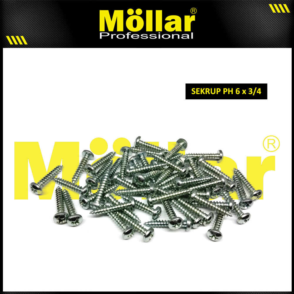 MOLLAR 93-023 Sekrup PH 6 x 3/4 - 100 pcs