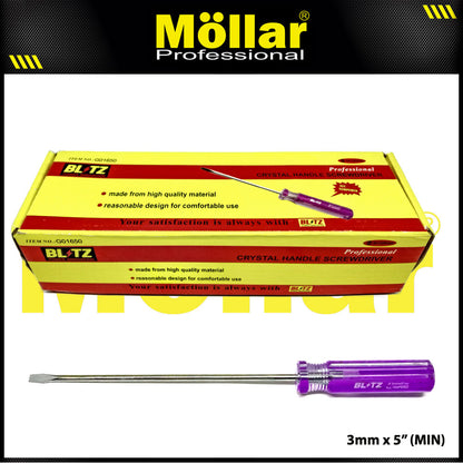 BLITZ Obeng Radio 5 Inch X 3 Mm Minus (-) Panjang 12.5 Cm 1 Pak 24 pcs