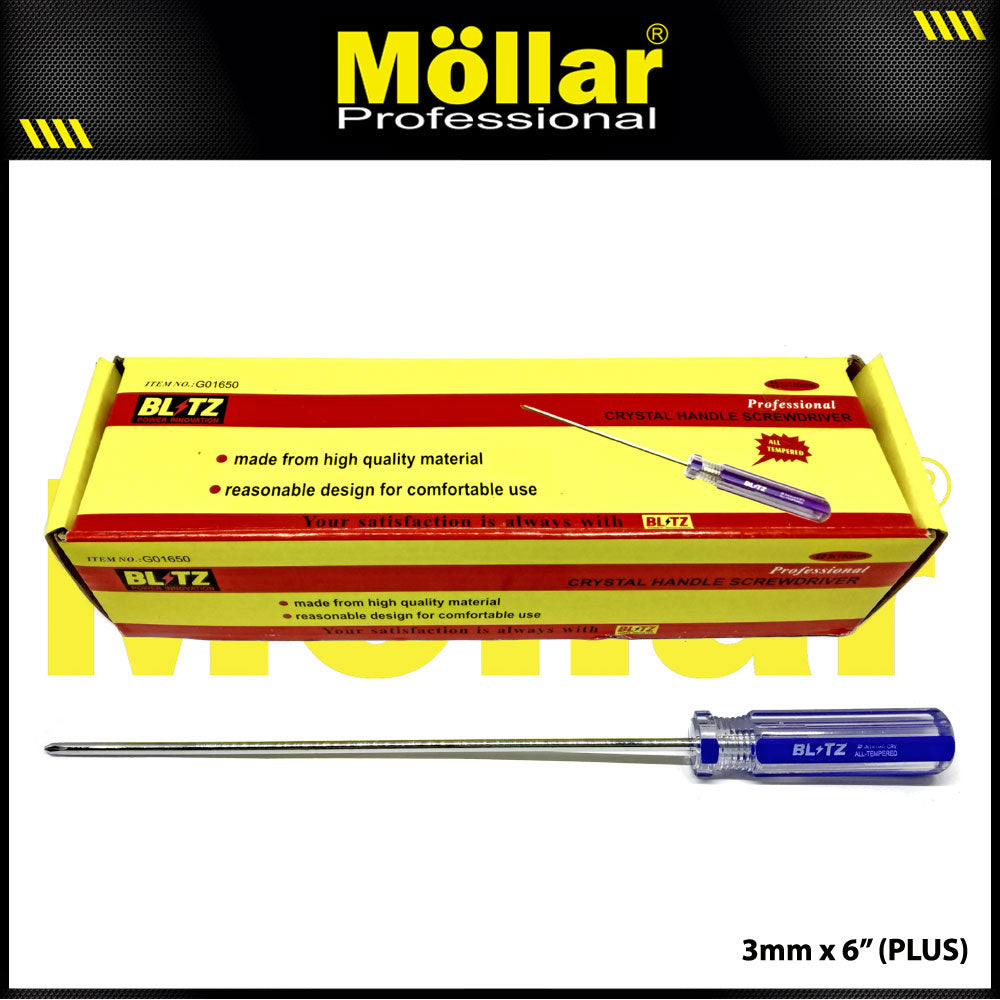 BLITZ Obeng Radio 6 Inch X 3 Mm Plus (+) Panjang 15 Cm - 1 Pak 24 pcs
