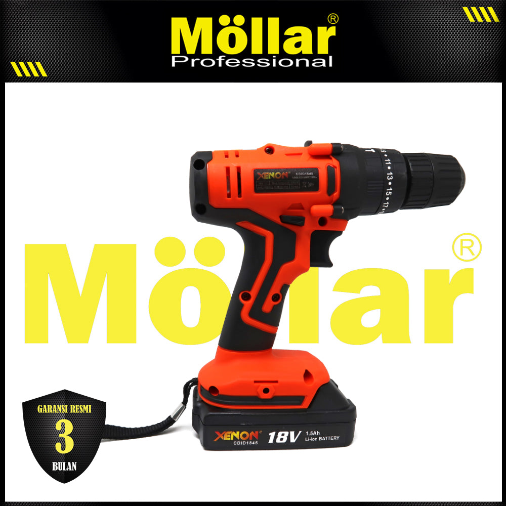X-1 XENON CDID Bor Impact Cordless 18V 1.5 Ah & CDAG Gerinda Baterai