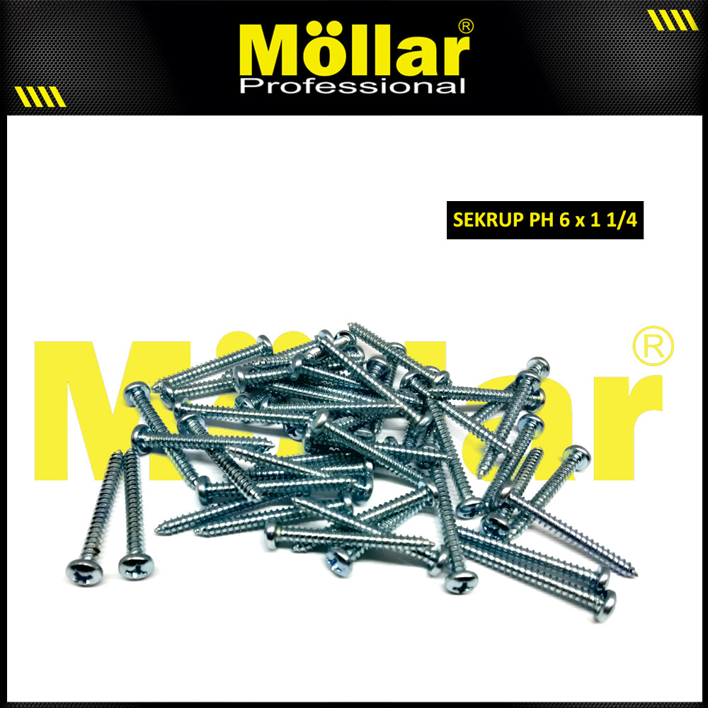 MOLLAR 93-025 Sekrup PH 6 x 1-1/4 - 100 pcs
