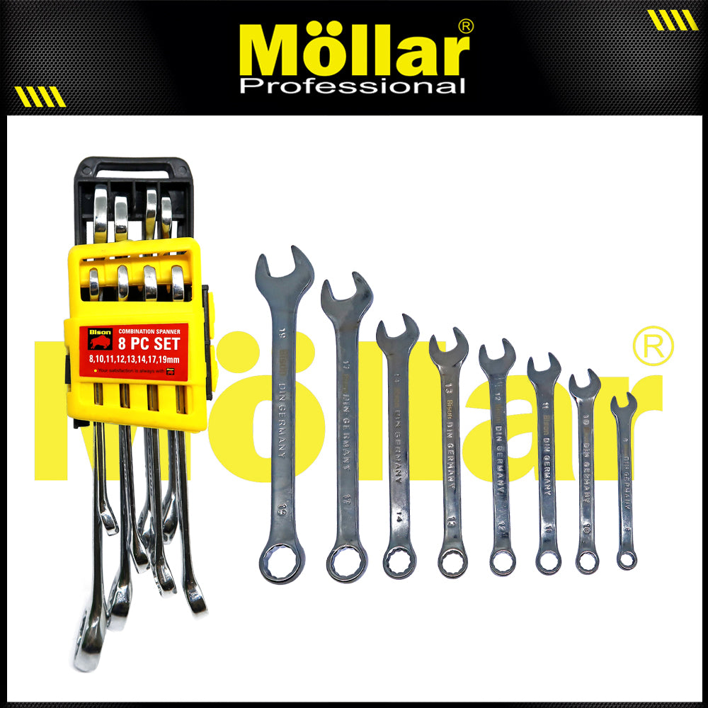 (PAKET) BISON 8-19 Mm Kunci Ring Pas Set 8 Pcs + Hdt Kunci L Set Bintang 9 Pcs