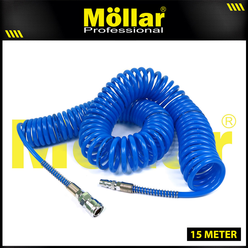 MOLLAR Selang Spiral 15 meter Biru 8 x 5 mm / Selang Recoil (1/40)