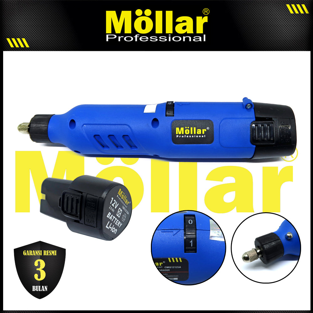 MOLLAR CMG12125A Mesin Mini Grinder Set Baterai 12V / Cordless Mini Grinder