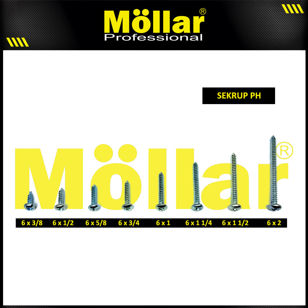 MOLLAR 93-024 Sekrup PH 6 x 1 - 100 pcs