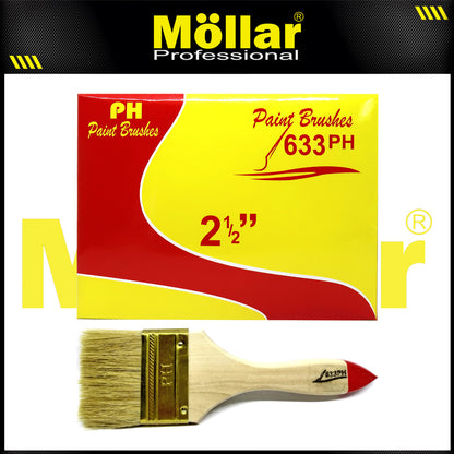 PINEHILL PH-633 1 Pak 12 Pcs Kuas Cat 2.5 Inch Gagang Kayu Koas Kwas Cat Tembok