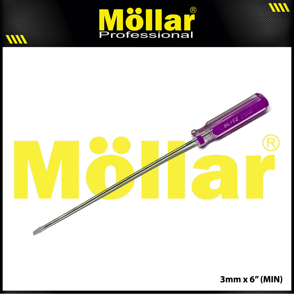 BLITZ Obeng Radio 6 Inch X 3 Mm Minus (-) Panjang 15 Cm - 1 Pak 24 pcs