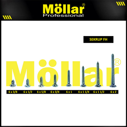 MOLLAR 93-045 Sekrup FH 6 x 1/2 - 100 pcs