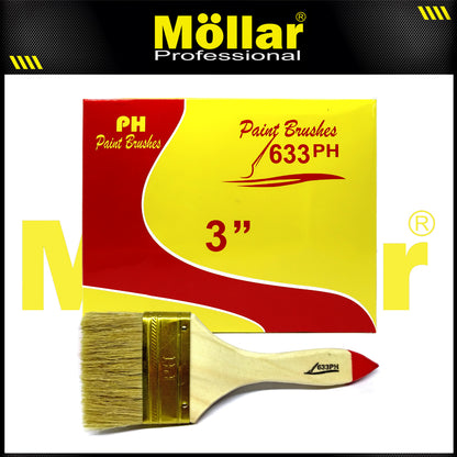 PINEHILL PH-633 1 Pak 12 Pcs Kuas Cat 3 Inch Gagang Kayu Koas Kwas Cat Tembok