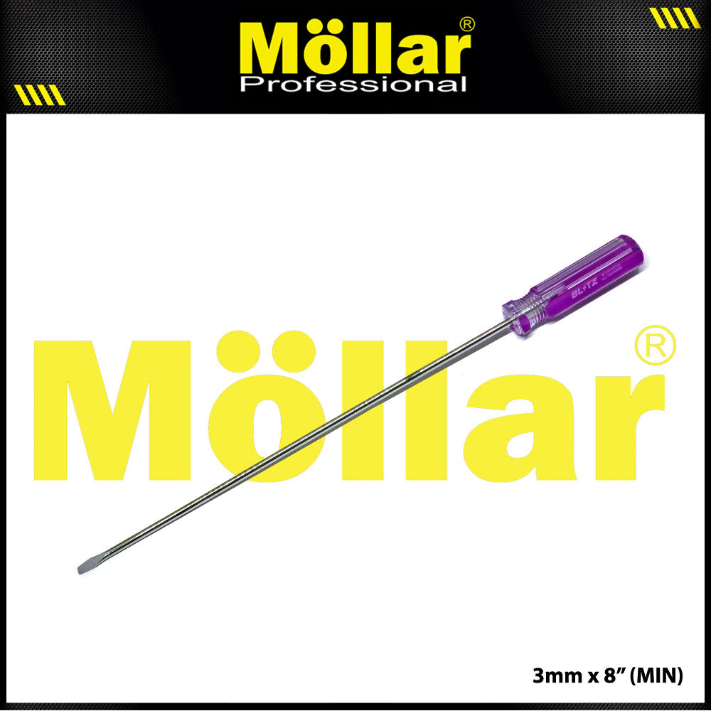 BLITZ Obeng Radio 8 Inch X 3 Mm Minus (-) Panjang 20 Cm - 1 Pak 24 pcs