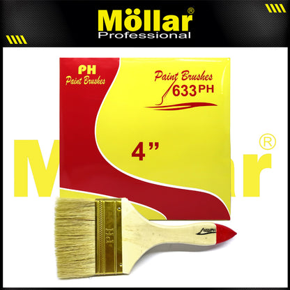 PINEHILL PH-633 1 Pak 12 Pcs Kuas Cat 4 Inch Gagang Kayu Koas Kwas Cat Tembok