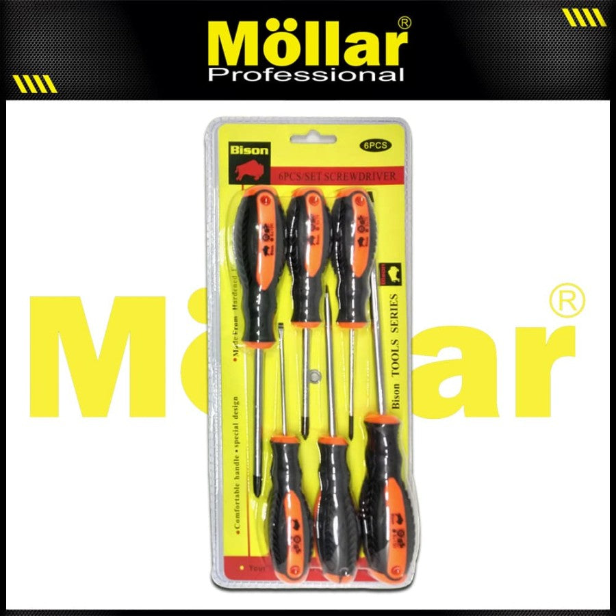 (PAKET) BISON 8-19 Mm Kunci Ring Pas Set 8 Pcs + Bsn 6 Pc Obeng Karet Plus Min