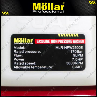 MOLLAR HPW2500E Mesin Jet Cleaner Bensin 7 HP 170 Bar / Gasoline High Pressure Washer