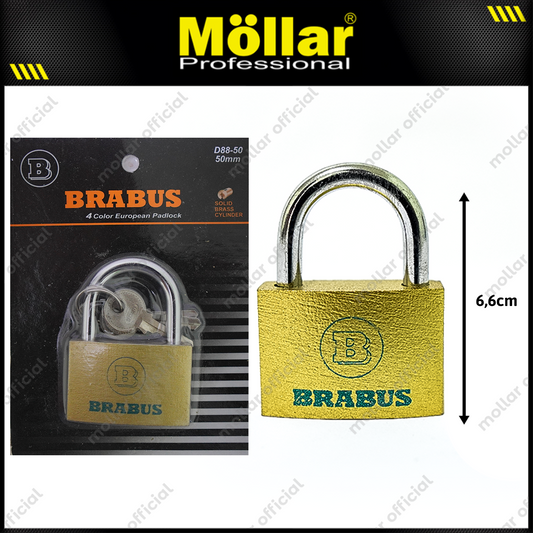 BRABUS D88-50 Gembok Kuning Blister 50 mm Short / Gembok Leher Pendek