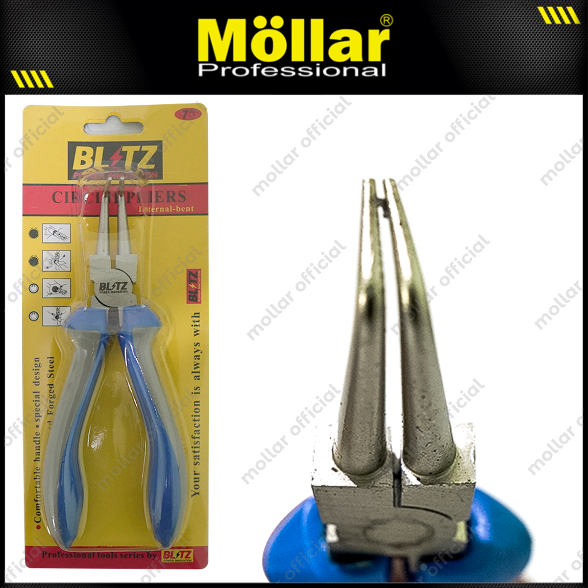 BLITZ Tang Snapring Bengkok Tutup 7" / Internal Bent Circlip