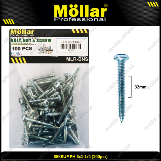 MOLLAR 93-033 Sekrup PH 8 x 1-1/4 - 100 pcs