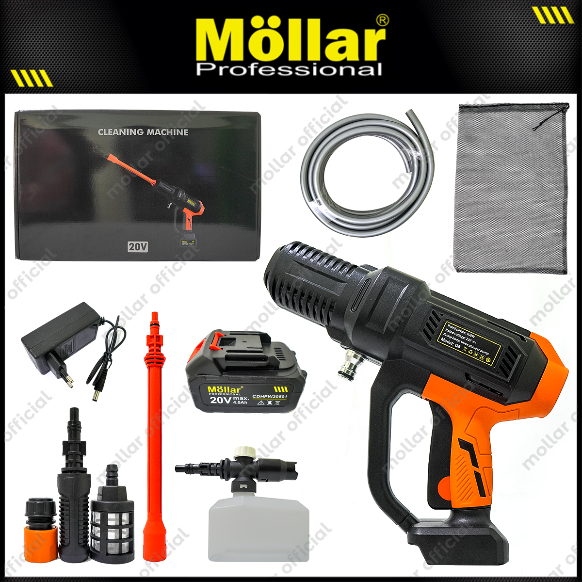 MOLLAR Q8 CD-HPW20501 Mesin Jet Cleaner Cordless Baterai 20V
