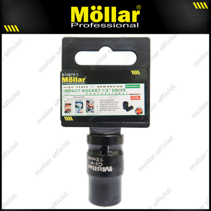 MOLLAR B13670-1 Mata Sok Pendek 1/2" 6PT 12 mm / Deep Socket