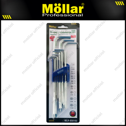 MOLLAR MLR-650102 Kunci L Set Panjang Kombinasi Bintang 9 Pcs