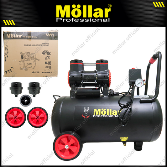 MOLLAR MLR-AC-1550BP Mesin Kompresor Angin Oilless 1 HP 50 Liter Black Panther