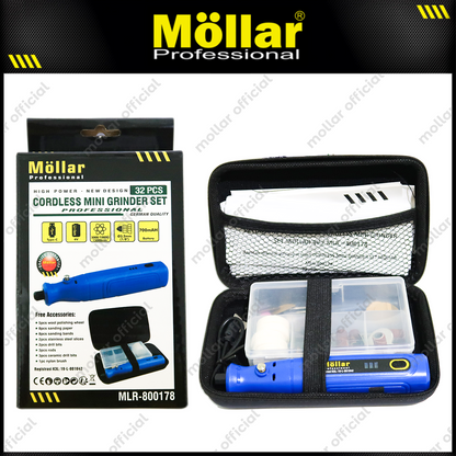 MOLLAR MLR-800178 Mesin Mini Grinder Baterai 4V Set 32 pcs