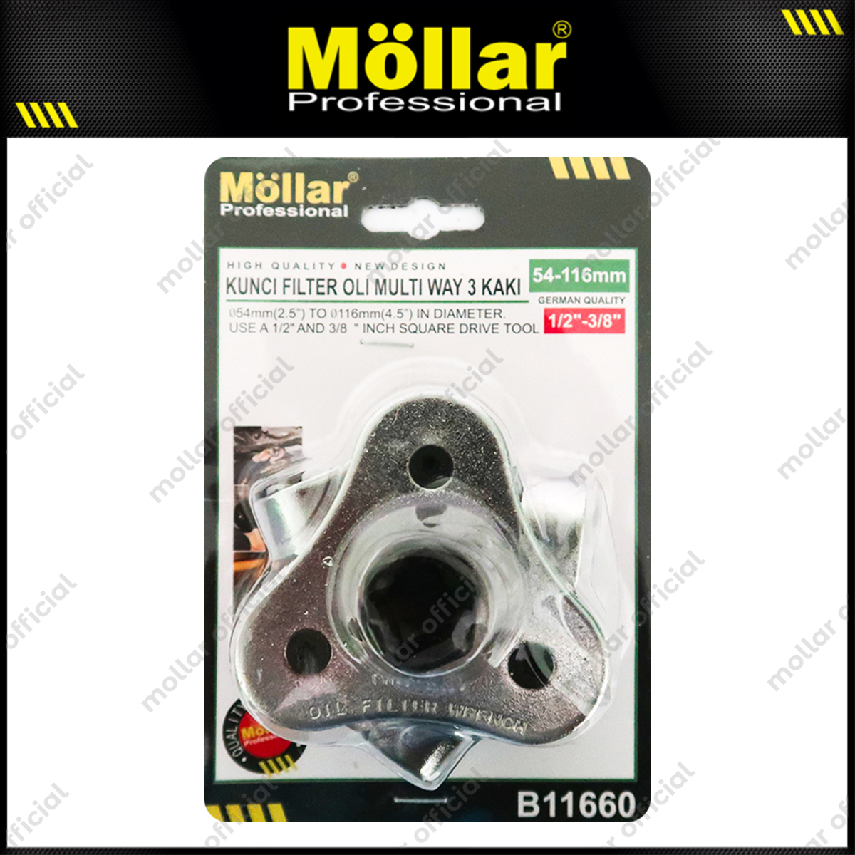 MOLLAR B11660 Kunci Filter Oli 2 Way 54-116 mm