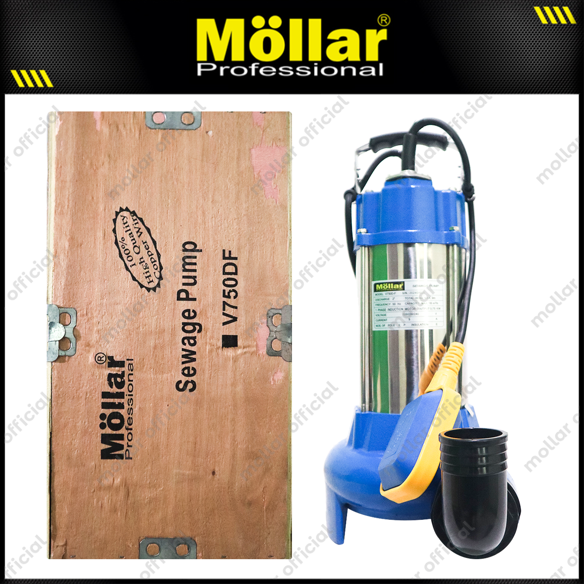 MOLLAR V750DF Pompa Celup Air Kotor 2" 750 Watt Otomatis + Cutter