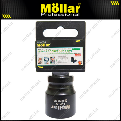 MOLLAR B13670-1 Mata Sok Pendek 1/2" 6PT 24 mm / Deep Socket