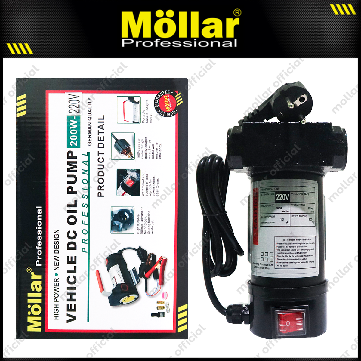 MOLLAR M02360-220V Pompa Oli Listrik 200 Watt