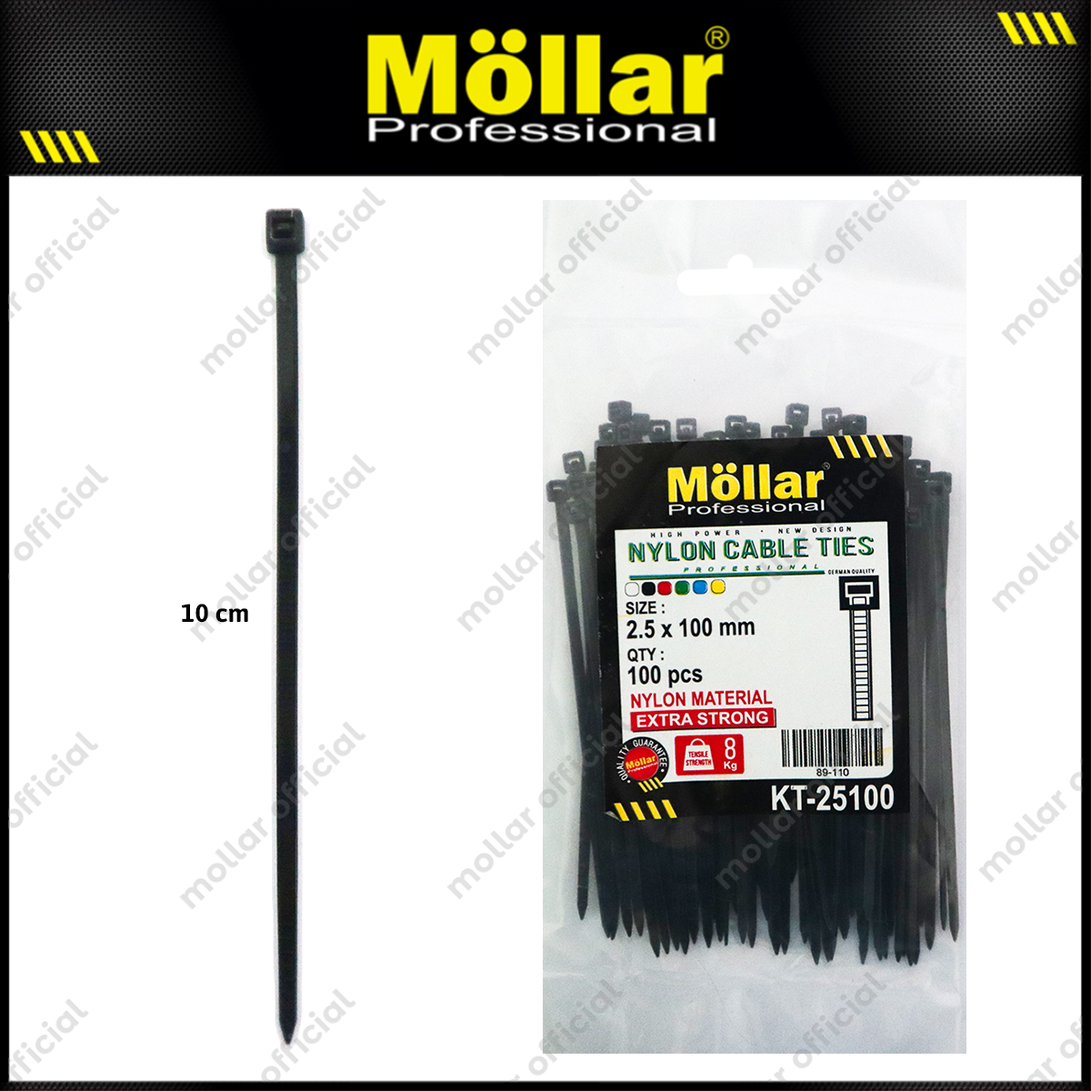 MOLLAR KT-25100 Kabel Ties 2.5x100 mm Hitam