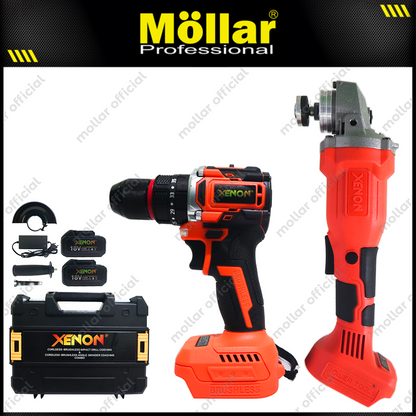 XENON CS2AGID Set 2in1 Cordless 18V Angle Grinder 4" & Impact Drill 10 mm