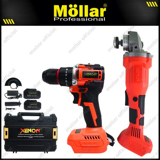 XENON CS2AGID Set 2in1 Cordless 18V Angle Grinder 4" & Impact Drill 10 mm