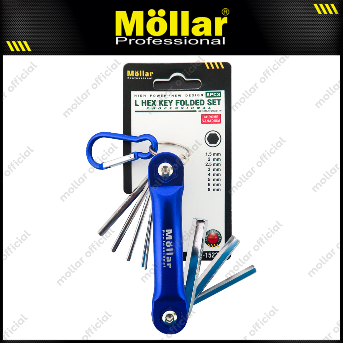 MOLLAR MLR-152253 Kunci L Set Lipat 8 Pcs 1.5-8 mm