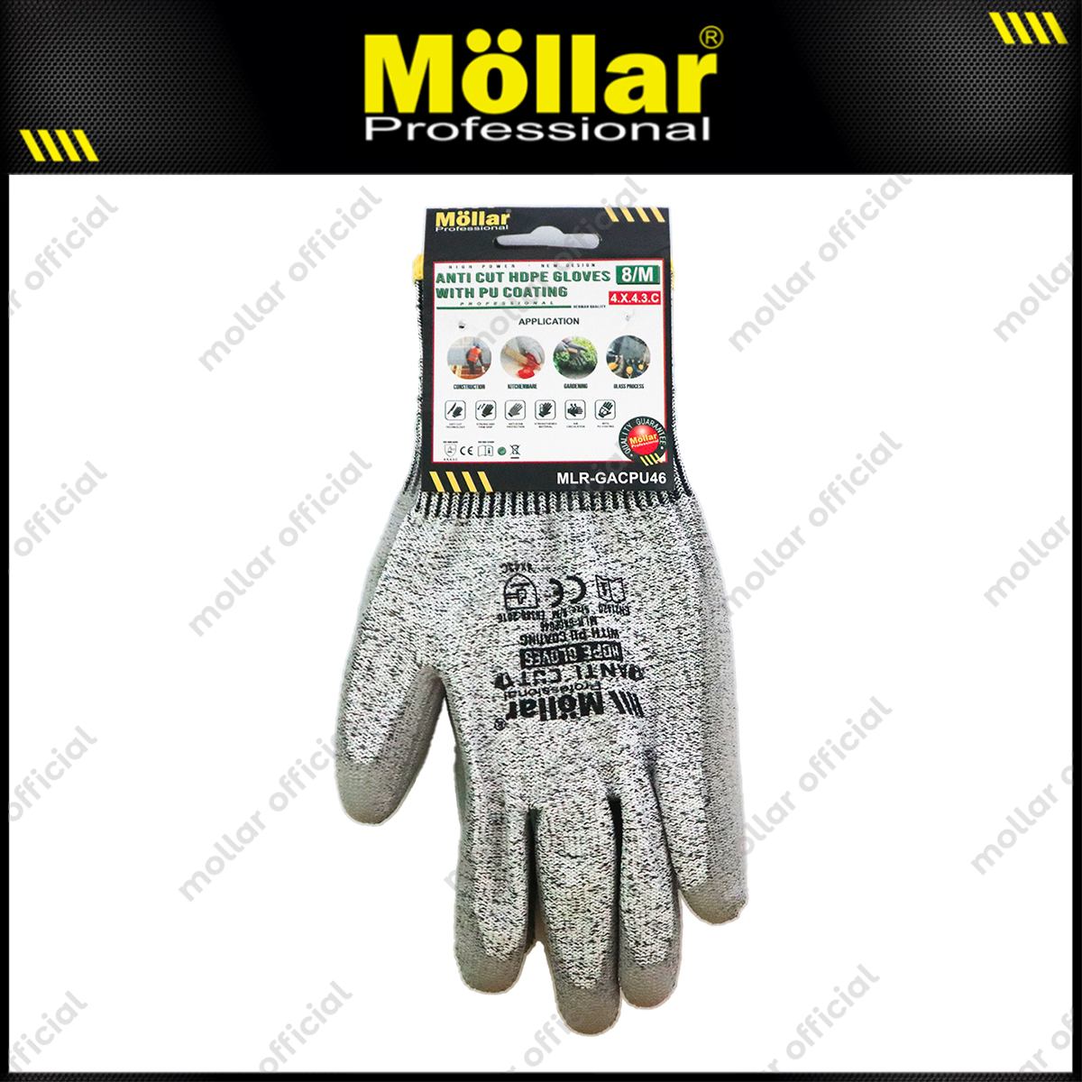 MOLLAR GACPU46 Sarung Tangan Safety Anti Potong HDPE-PU (8/M)