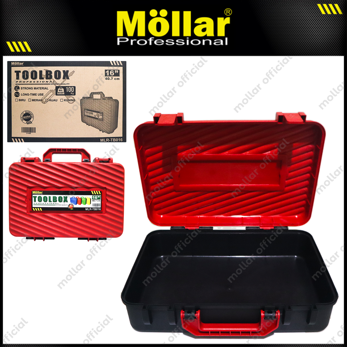 MOLLAR MLR-TB016 Tool Box Plastik 16" - Merah 31-600-R
