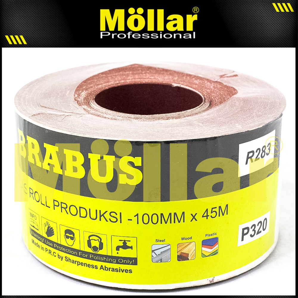 BRABUS No. 320 Amplas Roll 45 Meter Kain Abrasive Cloth Kayu Tembok