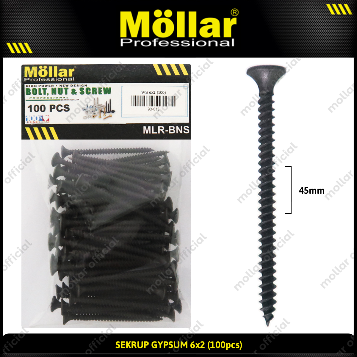 MOLLAR 93-013 Sekrup Gypsum 6 x 2 - 100 pcs