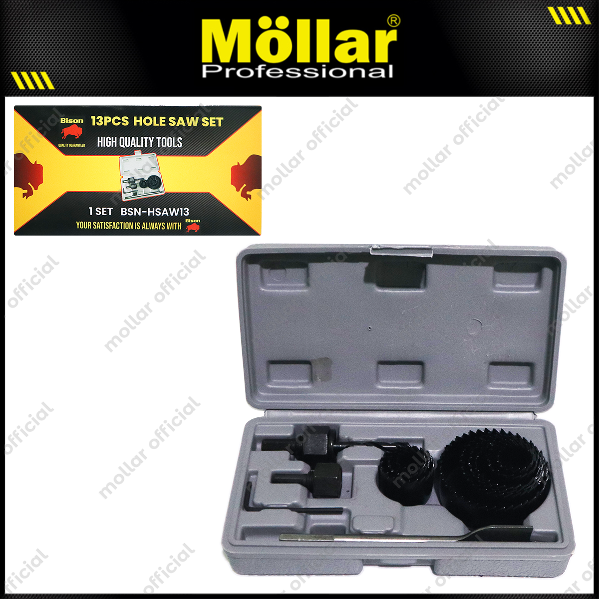 BISON D40135 Hole Saw Set 13 pcs / Mata Bor Holesaw Kayu