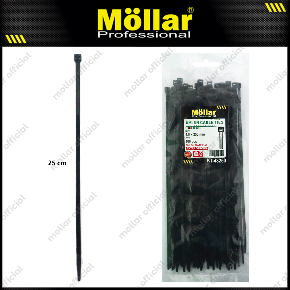 MOLLAR KT-48250 Kabel Ties 4.8x250 mm Hitam