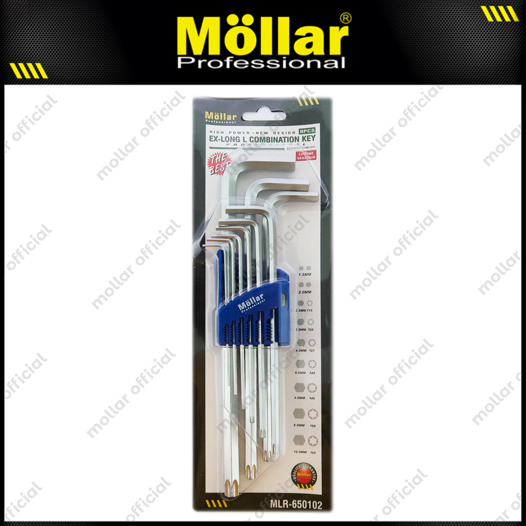 MOLLAR MLR-650102 Kunci L Set Panjang Kombinasi Bintang 9 Pcs
