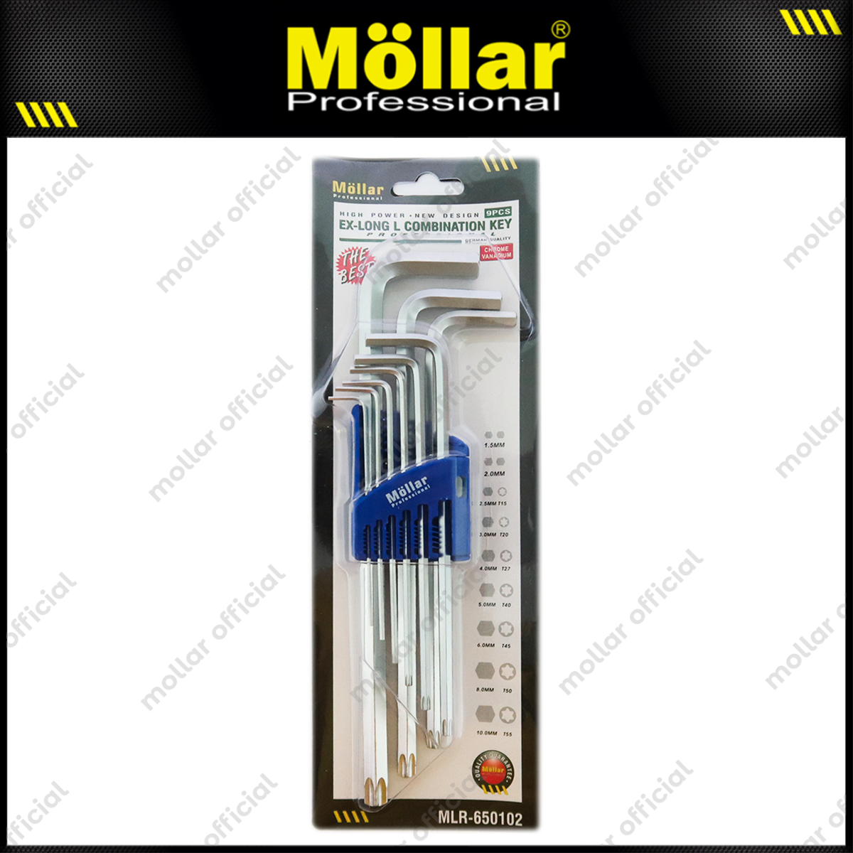 MOLLAR MLR-650102 Kunci L Set Panjang Kombinasi Bintang 9 Pcs