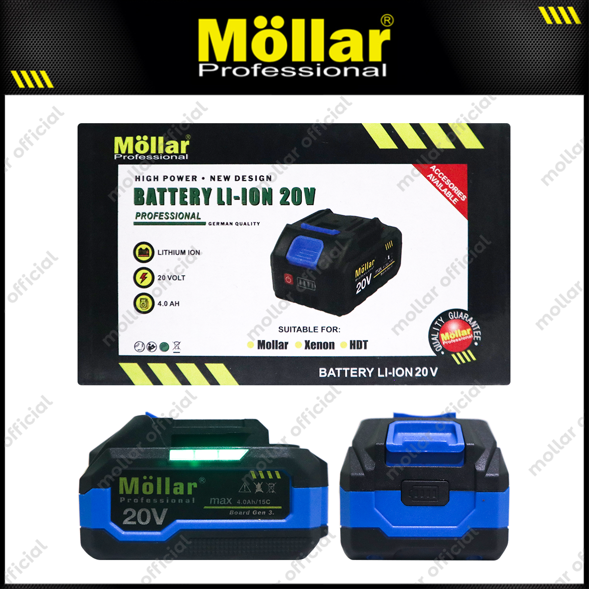 MOLLAR Baterai 20V 4.0 A Cordless Power Tools untuk CIW20500