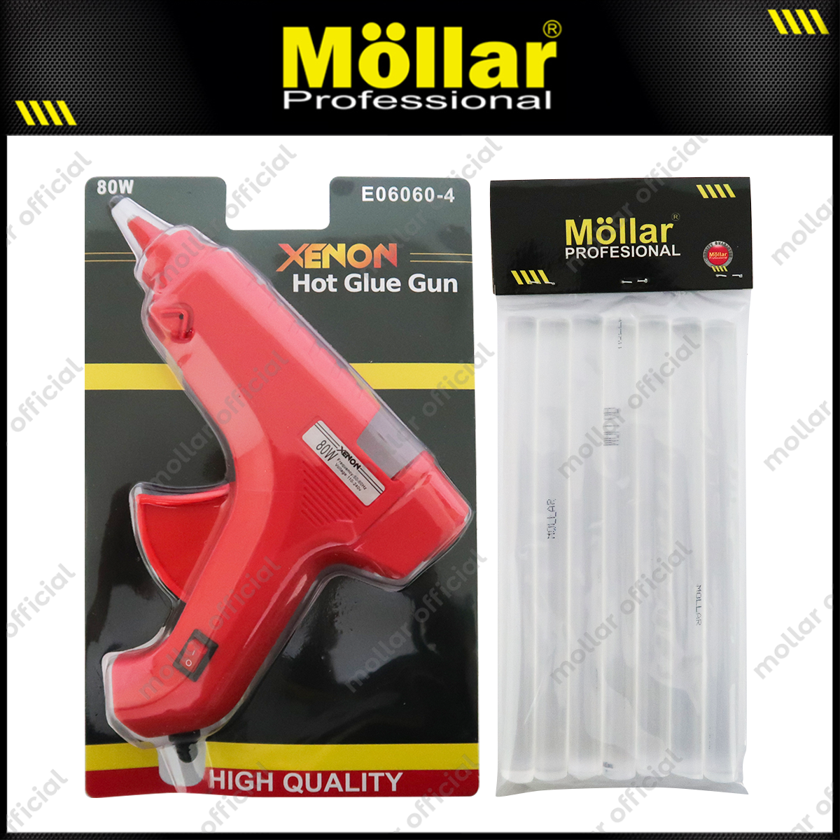 [PAKET] XENON Glue Gun 80 Watt + 7 pcs Refill Lilin Lem Tembak Stick