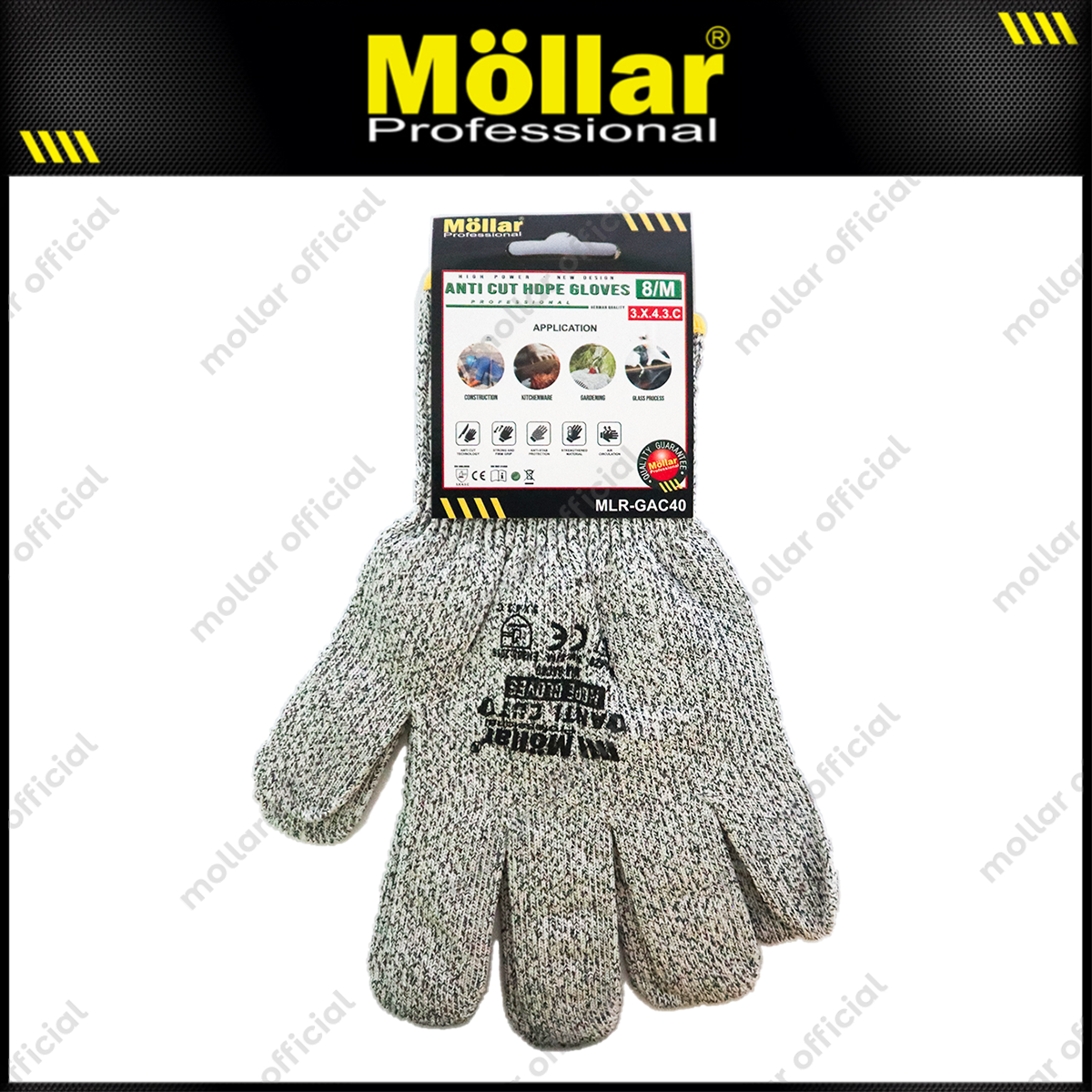 MOLLAR GAC40 Sarung Tangan Safety Anti Potong HDPE (8/M)
