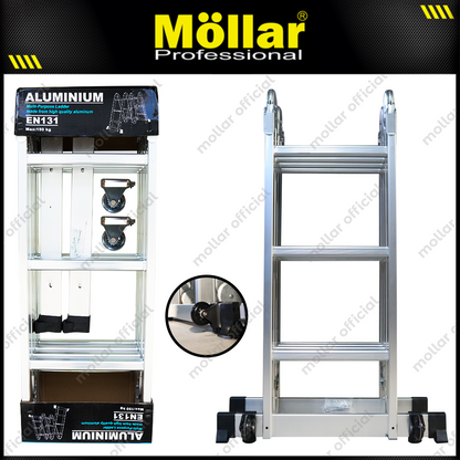 MOLLAR Tangga Lipat Almunium 4x3 3.4 meter 2 Roda