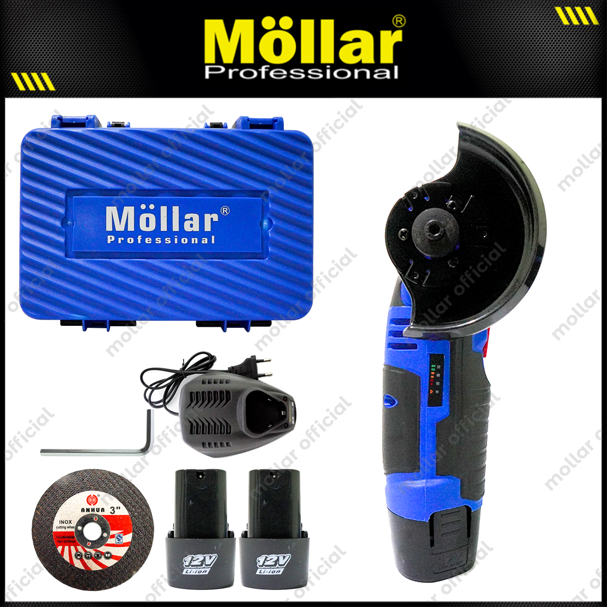 MOLLAR CAG12130 Mesin Gerinda 3" Baterai 12V / Cordless Angle Grinder