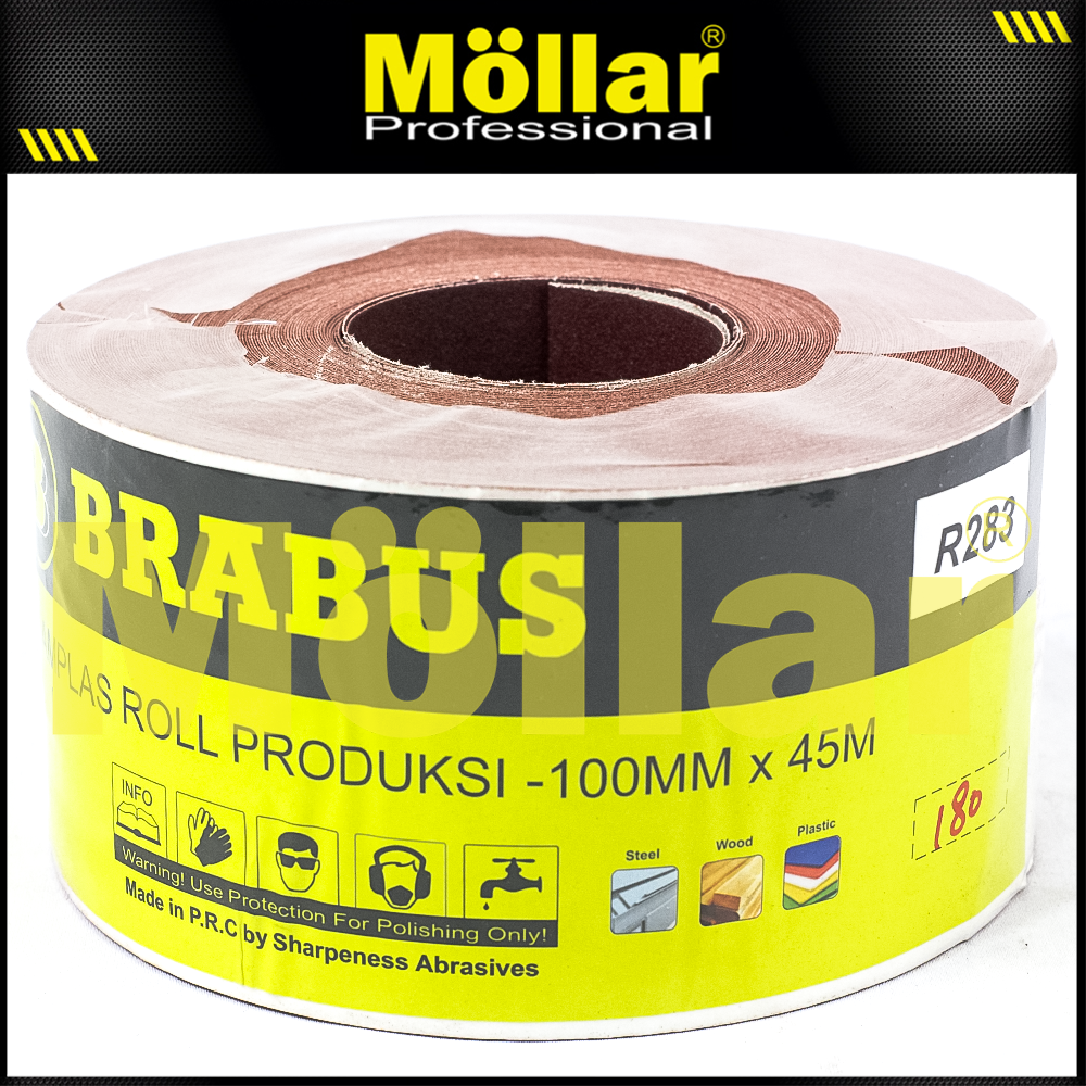 BRABUS No. 180 Amplas Roll 45 Meter Kain Abrasive Cloth Kayu Tembok